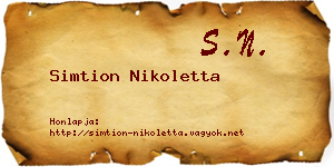 Simtion Nikoletta névjegykártya
